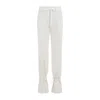 Lemaire Chalk White Cotton Straight Pants With Strings In Beige