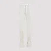 Lemaire Chalk White Cotton Straight Pants With Strings In Chalk