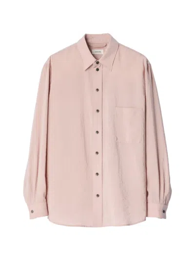 Lemaire Straight Shirt In Dry-silk In Pink