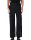 Lemaire Straight Tailored Pants In Poly Wool Twill In Blue