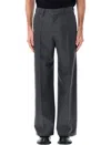 Lemaire Wide Leg Tailored Trousers Pleated Front In Blue