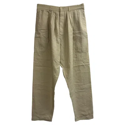 Lemaire Straight Tailored Pants In Beige Silk In Green