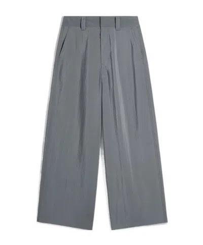 Lemaire Straight Tailored Pants In Dry Silk In Gray