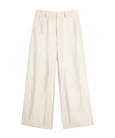 Lemaire Straight Tailored Pants In Dry Silk In White