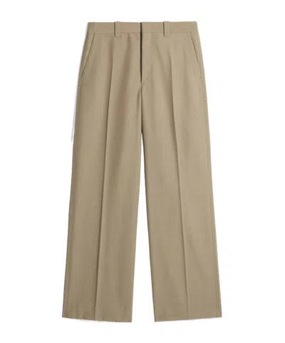 Lemaire Straight Tailored Pants In Tropical Polywool In Brown
