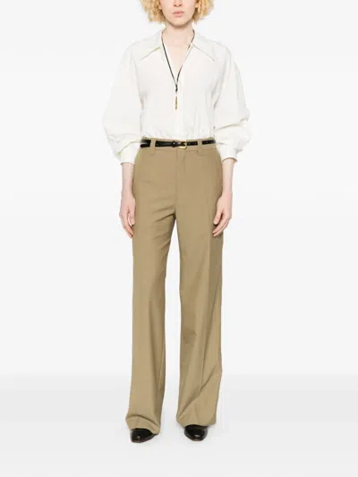 Lemaire Straight Tailored Trousers In Green