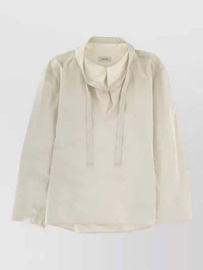 Lemaire Straight Top Vareuse Long Sleeves Drawstring Neck In White