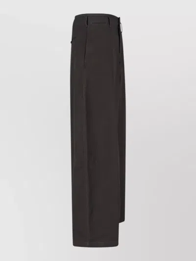 Lemaire Straight Trousers Belt Loops Back Pockets In Black