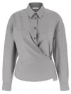 Lemaire Straight Collar Twisted Shirt In Gray