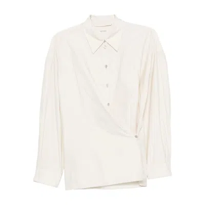 Lemaire Straight-collar Twisted Shirt In Neutral