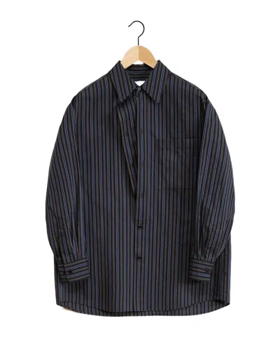 Lemaire Striped Button-up Shirt In Purple