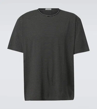 Lemaire Striped Cotton Jersey T-shirt In Black