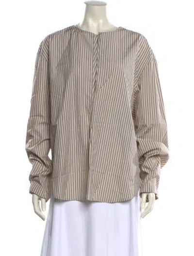 Pre-owned Lemaire Striped Crew Neck Blouse In Neutral