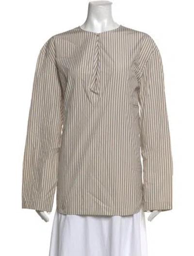 Pre-owned Lemaire Striped Crew Neck Top In Neutrals