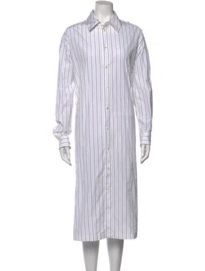 Pre-owned Lemaire Striped Long Dress W/ Tags In White