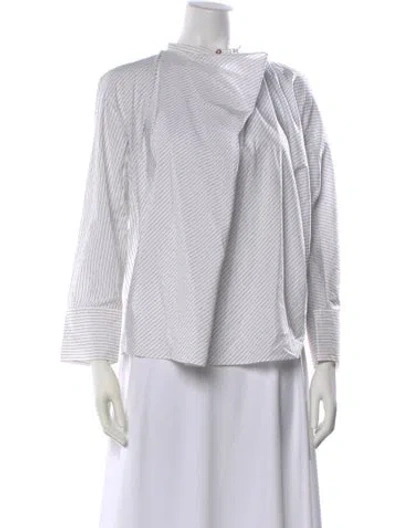 Pre-owned Lemaire Striped Long Sleeve Blouse In Black