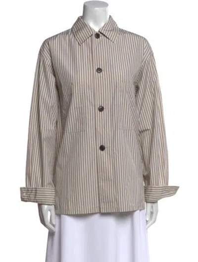 Pre-owned Lemaire Striped Long Sleeve Button-up Top In Neutral