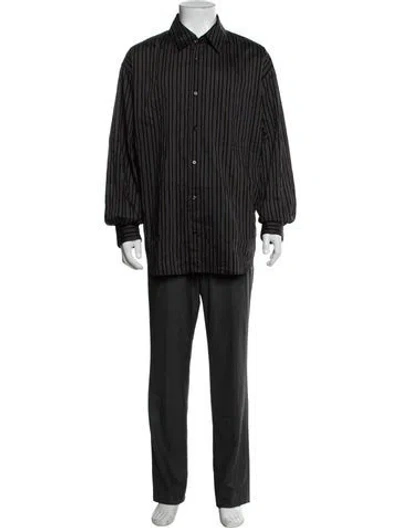 Pre-owned Lemaire Striped Long Sleeve Dress Shirt In Blue