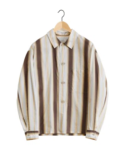 Lemaire Striped Long-sleeved Shirt In Nude