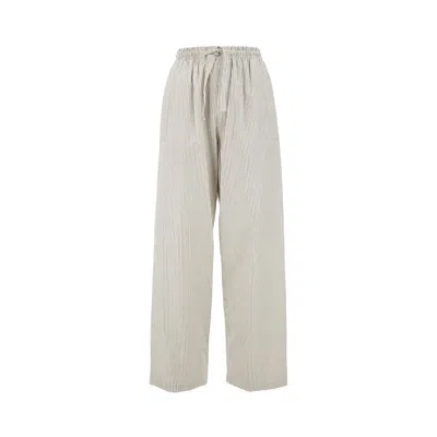 Lemaire Striped Poplin Pyjama Pants In White