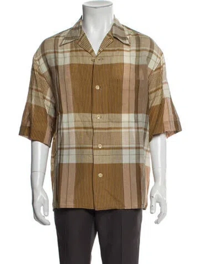 Pre-owned Lemaire Striped Short Sleeve Shirt In Brown