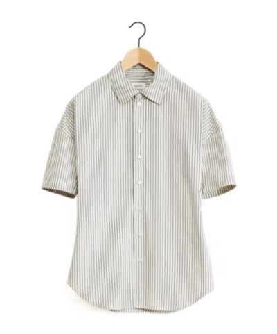 Lemaire Striped Short-sleeved Shirt In White
