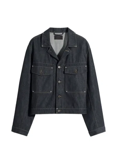 Lemaire Trucker Jacket With Studs In Denim In Blue