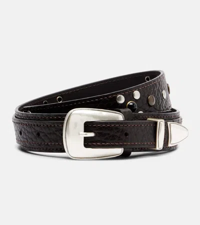 Lemaire Studded Leather Belt In Brown