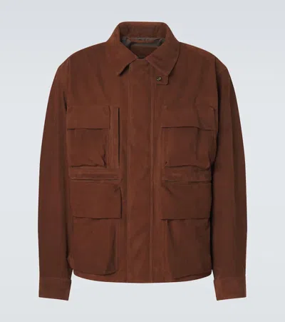 Lemaire Suede Field Jacket In Brown
