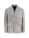Lemaire Grey Suede Blazer In Gray