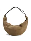 Lemaire Suede Leather Zip Shoulder Bag In Brown