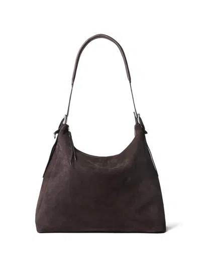 Lemaire Suede Shoulder Bag In Brown