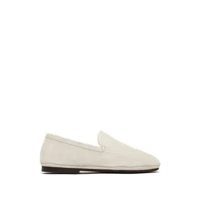 Lemaire Suede Square-toe Loafer In White