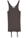 Lemaire Form-fitting Black Ribbed Tank Top With Scoop Neckline In Braun