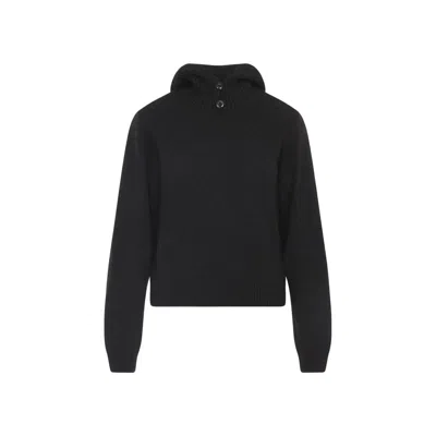 Lemaire Hooded Sweater Featuring Button Detail In Black