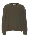Lemaire Khaki Crew Neck Sweater In Green