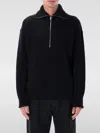 Lemaire Half Zip Sweater In Ribbed Virgin Wool In Black