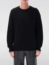 Lemaire Boxy Round Neck Sweater In Ribbed Virgin Wool In Black