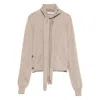 Lemaire Tied-neck Button-detail Top In Beige