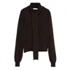 Lemaire Tie-neck Button-detail Top In Brown