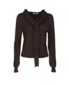 Lemaire Twisted Cardigan With Scarf In Brown