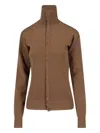 Lemaire Wool High Collar Cardigan In Brown