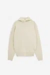 Lemaire Hooded Knitted Sweater Button Detail In Neutral