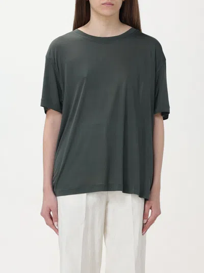 Lemaire T-shirt In Green Silk In Black