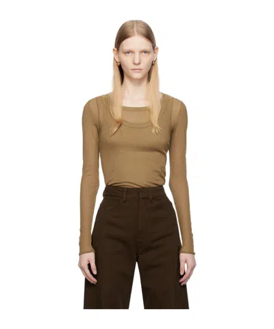 Lemaire T-shirt With Round Neck And Long Sleeves In Black