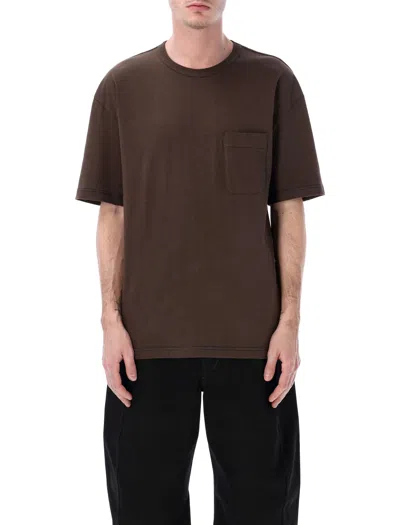 Lemaire Short-sleeved Boxy T-shirt In Heavy Jersey In Brown