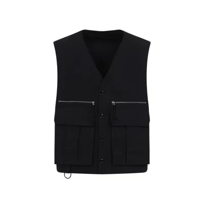Lemaire Tailored Black Cotton Vest With V-neckline