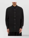 Lemaire Black Cotton Satin Embellished Metal Shirt In Black