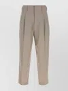 Lemaire Tailored Cropped Trousers Featuring Pleats In Brown