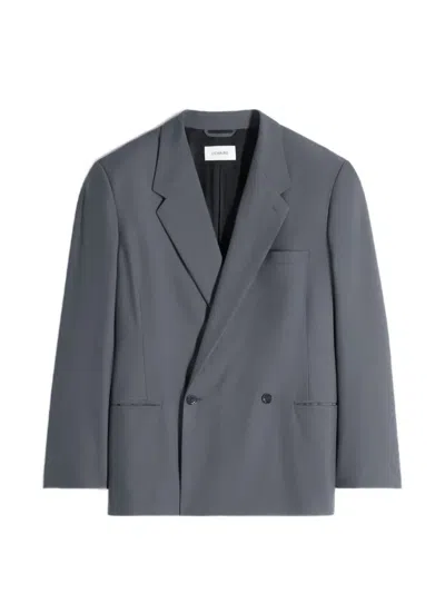 Lemaire Tailored Double-breasted Jacket In Blue